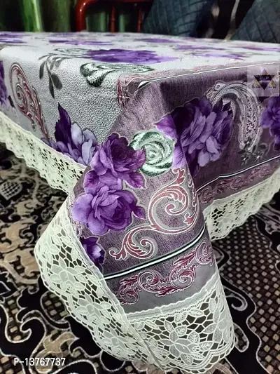 ROYAL - NEST ? 3D Printed Medium Size Holyhock, Purple Color 2 to 4 Seater (40 INCH x 60 INCH) Table Cover Self Design with Lace-thumb3