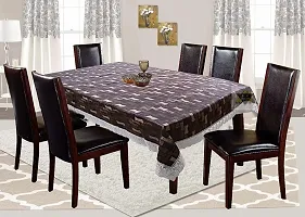 ROYAL - NEST ? Printed Bamboo, Brown Color 2 to 4 Seater Table Cover 3D Attached Self Design with Lace-thumb4