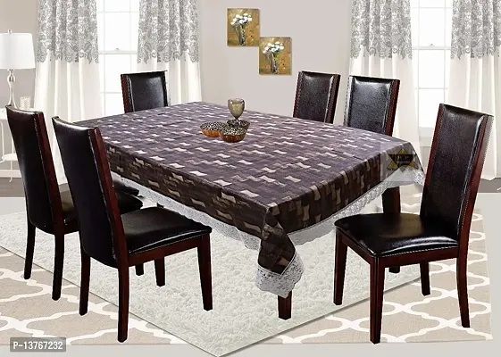 ROYAL - NEST ? Printed Bamboo, Brown Color 2 to 4 Seater Table Cover 3D Attached Self Design with Lace-thumb5