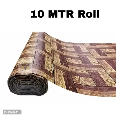 ROYAL-NEST ? 10 Meter Rectangular Long Shelf Liner, Size - 45 x 1000 cm Dark Brown Color, Wooden Design, Sheet Roll / Mat for Drawer, Antislip Mat