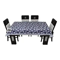 ROYAL - NEST ? Plastic 2 to 4 Seater Printed 3D Table Cover Self Design with Lace (Flower, Blue Color)-thumb3