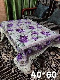 ROYAL - NEST ? 2 to 4 Seater (40 INCH x 60 INCH) Table Cover 3D Self Design Plastic Table Cover Medium Size Holyhock, Purple Color-thumb1