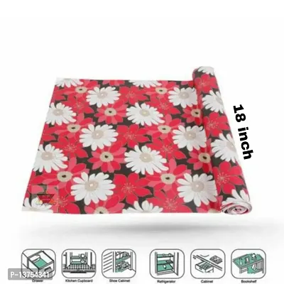 ROYAL-NEST ? Red Color, 10 Meter Rectangular Long Shelf Liner,Flower Designs, Size - 45 x 1000 cm, Sheet Roll / Mat for Drawer, Antislip Mat-thumb5