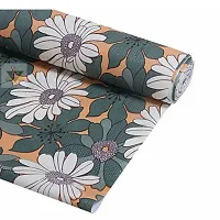 ROYAL-NEST ? Green Color, Sheet Roll / Mat for Drawer, Antislip Mat Size - 45 x 1000 cm, Rectangular Long Shelf Liner, 10 Meter White Flower Design-thumb2