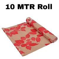 ROYAL-NEST ? Brown Color, Red Leaf Design Sheet Roll / Mat for Drawer, Antislip Mat Size - 45 x 1000 cm, Rectangular Long Shelf Liner, 10 Meter-thumb1