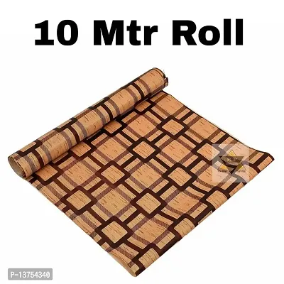 ROYAL-NEST ? Brown Color, Sheet Roll / Mat for Drawer, Antislip Mat, Brown Box Design, Size - 45 x 1000 cm, 10 Meter Rectangular Long Shelf Liner