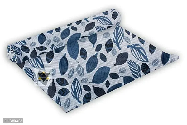 ROYAL-NEST ? Blue Color, Black Leaf Design, Sheet Roll / Mat for Drawer, Antislip Mat, 10 Meter Rectangular Long Shelf Liner, Size - 45 x 1000 cm-thumb5