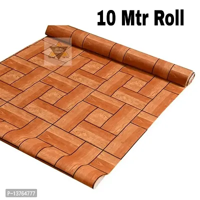 ROYAL-NEST ? 10 Meter Rectangular Long Shelf Liner Brown Color, Wooden Design, Sheet Roll / Mat for Drawer, Antislip Mat, Size - 45 x 1000 cm-thumb0