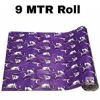 ROYAL-NEST ? 9 Meter, Rectangular Long Shelf Liner, Size - 45 x 900 cm Purple Color, White Flower Design, Sheet Roll/Mat for Drawer, Antislip Mat-thumb1