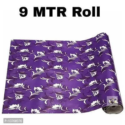 ROYAL-NEST ? 9 Meter, Rectangular Long Shelf Liner, Size - 45 x 900 cm Purple Color, White Flower Design, Sheet Roll/Mat for Drawer, Antislip Mat-thumb2