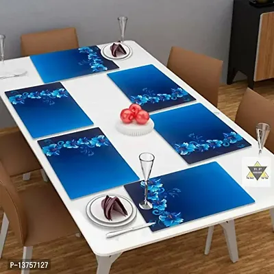 ROYAL - NEST Placemats Dinning Mats 17 x 12 cm Blue Color Self Design with Set of 6 Butterfly Design Mats-thumb0