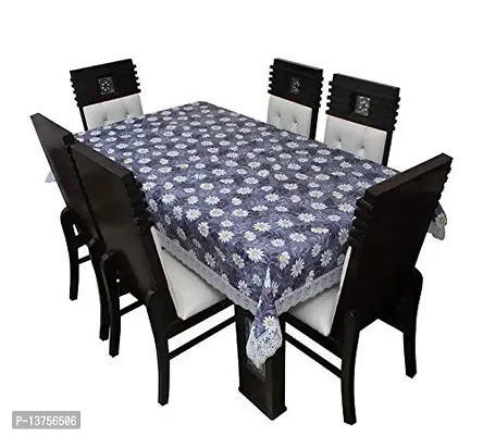 ROYAL - NEST ? Plastic 2 to 4 Seater Printed 3D Table Cover Self Design with Lace (Flower, Blue Color)