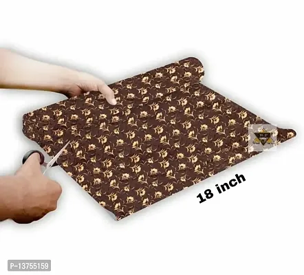 ROYAL-NEST ? Brown Color, Brown Flower Design, Sheet Roll / Mat for Drawer, Antislip Mat, Size - 45 x 1000 cm, 10 Meter Rectangular Long Shelf Liner-thumb5