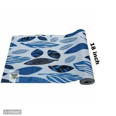 ROYAL-NEST ? Blue Color, Black Leaf Design, Sheet Roll / Mat for Drawer, Antislip Mat, 10 Meter Rectangular Long Shelf Liner, Size - 45 x 1000 cm-thumb2