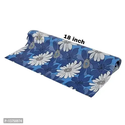 ROYAL-NEST ? Sky Blue Color, Flower Design, Sheet Roll for Almira/Mat for Drawer Shelf|Antislip Mat|Waterproof PVC| Adjustable Size - 45 x 900 cm, 9 Meter Rectangular Long Shelf Liner Cupboard-thumb3