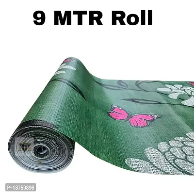 ROYAL-NEST ? Green Color, Flower Design, Sheet Roll for Almira/Mat for Drawer Shelf|Antislip Mat|Waterproof PVC, 9 Meter Rectangular Long Shelf Liner Cupboard/AdjustableSize - 45 x 900 cm-thumb2