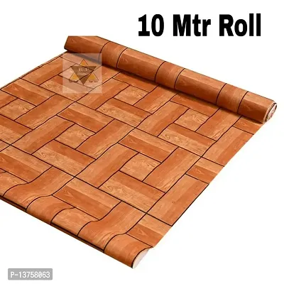 ROYAL-NEST ? 10 Meter, Size - 45 x 1000 cm , Antislip Mat Rectangular Long Shelf Liner, Brown Color, Wooden Design, Sheet Roll / Mat for Drawer-thumb0