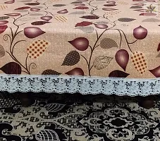 ROYAL - NEST ? 3D Table Cover 2 to 4 Seater (40 INCH x 60 INCH) s Table Covers Self Design Sadish, Brown Color Medium Size with Lace-thumb4