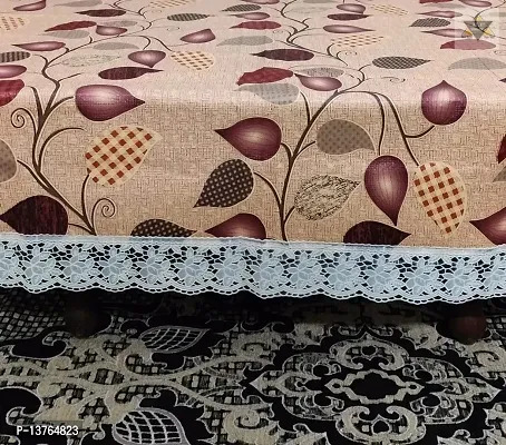 ROYAL - NEST ? 3D Table Cover 2 to 4 Seater (40 INCH x 60 INCH) s Table Covers Self Design Sadish, Brown Color Medium Size with Lace-thumb5