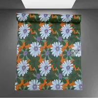 ROYAL-NEST ? Green Color, White Flower Design, Sheet Roll / Mat for Drawer, Antislip Mat, Size - 45 x 500 cm, 5 Meter Rectangular Long Shelf Liner-thumb1