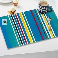 ROYAL - NEST Multicolor Color Placemats Dinning Mats with Self Design Set of 3 Line Design Mats-thumb2