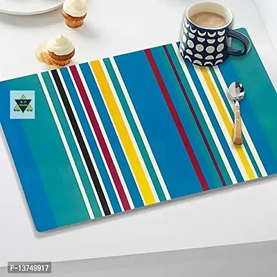 ROYAL - NEST Multicolor Color Placemats Dinning Mats with Self Design Set of 3 Line Design Mats-thumb3