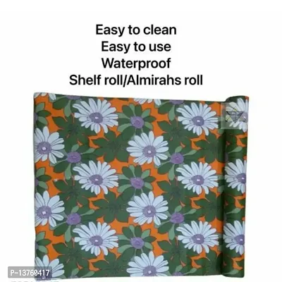 ROYAL-NEST ? Green Color, White Flower Design, Sheet Roll / Mat for Drawer, Antislip Mat, 10 Meter Rectangular Long Shelf Liner, Size - 45 x 1000 cm-thumb4