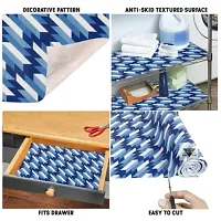 ROYAL-NEST ? Blue Color, White Cut Design, Size - 45 x 1000 cm, 10 Meter Rectangular Long Shelf Liner, Sheet Roll / Mat for Drawer, Antislip Mat-thumb2