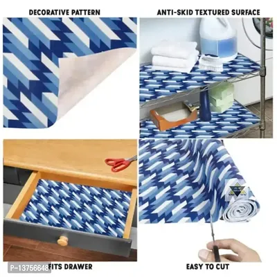 ROYAL-NEST ? Blue Color, White Cut Design, Size - 45 x 1000 cm, 10 Meter Rectangular Long Shelf Liner, Sheet Roll / Mat for Drawer, Antislip Mat-thumb3