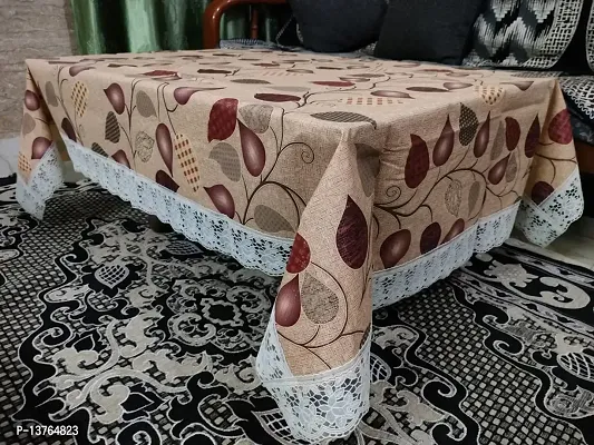 ROYAL - NEST ? 3D Table Cover 2 to 4 Seater (40 INCH x 60 INCH) s Table Covers Self Design Sadish, Brown Color Medium Size with Lace-thumb0