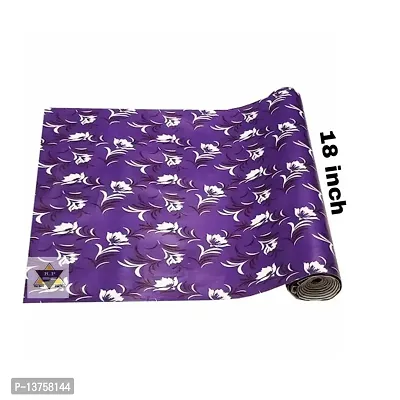 ROYAL-NEST ? Purple Color, 10 Meter Rectangular Long Shelf Liner,White Small Flower Designs, Size - 45 x 1000 cm, Sheet Roll / Mat for Drawer, Antislip Mat-thumb2