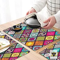 ROYAL - NEST Set of 6 Multicolor Color Placemats Dinning Mats (PVC ) Rangoli Design Mats-thumb2