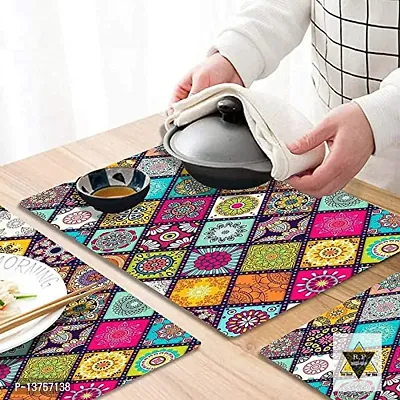 ROYAL - NEST Set of 6 Multicolor Color Placemats Dinning Mats (PVC ) Rangoli Design Mats-thumb3