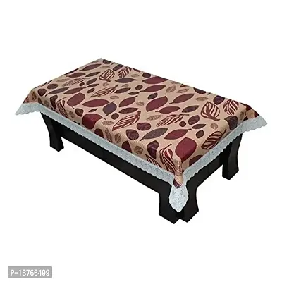 ROYAL - NEST ? 2 to 4 Seater Table Cover 3D Self Design Printed Brown Leaf, Brown Color Table Cover ( Lace)-thumb0