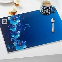 ROYAL - NEST Placemats Dinning Mats 17 x 12 cm Blue Color Self Design with Set of 6 Butterfly Design Mats-thumb3