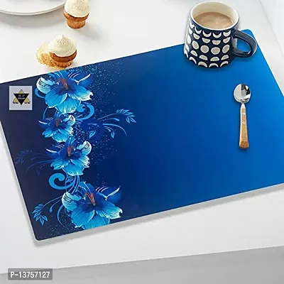 ROYAL - NEST Placemats Dinning Mats 17 x 12 cm Blue Color Self Design with Set of 6 Butterfly Design Mats-thumb4