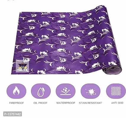 ROYAL-NEST ? Size - 45 x 1000 cm, 10 Meter , Purple Color Rectangular Long Shelf Liner, White Small Flower Design, Sheet Roll / Mat for Drawer, Antislip Mat-thumb5