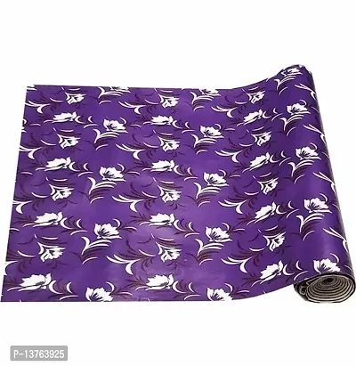 ROYAL-NEST ? Purple Color, Size - 45 x 900 cm, Rectangular Long Shelf Liner, 9 Meter White Flower Design, Sheet Roll/Mat for Drawer, Antislip Mat-thumb0