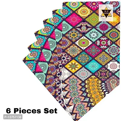 ROYAL - NEST Set of 6 Multicolor Color Placemats Dinning Mats (PVC ) Rangoli Design Mats-thumb5