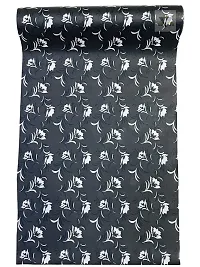 ROYAL-NEST ? 5 Meter Rectangular Long Shelf Liner, Size - 45 x 500 cm Black Color, White Flower Design, Sheet Roll / Mat for Drawer, Antislip Mat-thumb3