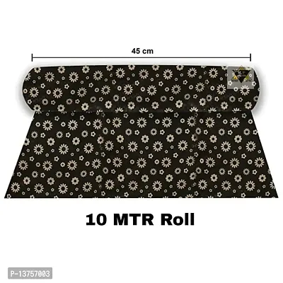 ROYAL-NEST ? Brown Color, Flower Design, Sheet Roll / Mat for Drawer, Antislip Mat, Size - 45 x 1000 cm, 10 Meter Rectangular Long Shelf Liner