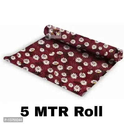 ROYAL-NEST ? Maroon Color, Size - 45 x 500 cm, Rectangular Long Shelf Liner, 5 Meter Flower Design, Sheet Roll / Mat for Drawer, Antislip Mat