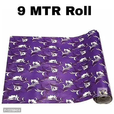 ROYAL-NEST ? Purple Color, 9 Meter Rectangular Long Shelf Liner,White Flower Designs, Size - 45 x 900 cm, Sheet Roll/Mat for Drawer, Antislip Mat-thumb2