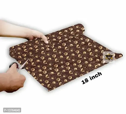 ROYAL-NEST ? Brown Color, Sheet Roll / Mat for Drawer, Antislip Mat Size - 45 x 1000 cm, Rectangular Long Shelf Liner, 10 Meter Brown Flower Design-thumb5