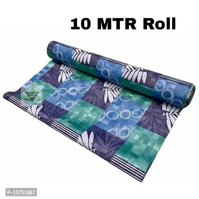 ROYAL-NEST ? Green Color, Purple Box Design, Size - 45 x 1000 cm, Rectangular Long Shelf Liner, 10 Meter Sheet Roll / Mat for Drawer, Antislip Mat-thumb0