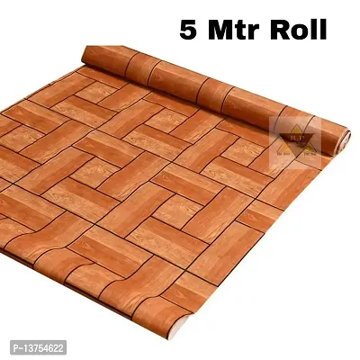 ROYAL-NEST ? Brown Color, Size - 45 x 500 cm, Rectangular Long Shelf Liner, 5 Meter Wooden Design, Sheet Roll / Mat for Drawer, Antislip Mat-thumb0