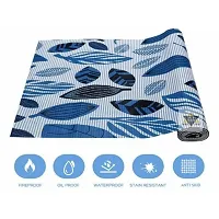 ROYAL-NEST ? 10 Meter, Size - 45 x 1000 cm , Antislip Mat Rectangular Long Shelf Liner, Blue Color, Black Leaf Design, Sheet Roll / Mat for Drawer-thumb3