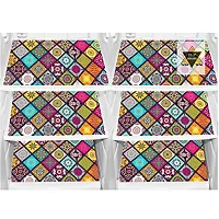 ROYAL - NEST Set of 6 Multicolor Color Placemats Dinning Mats (PVC ) Rangoli Design Mats-thumb1