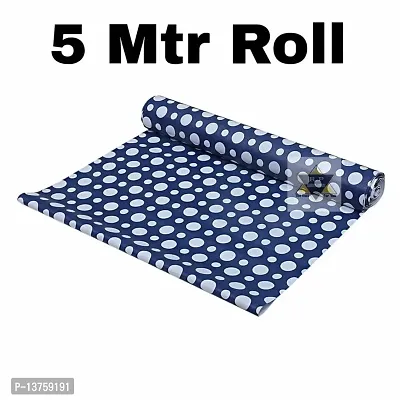 ROYAL-NEST ? Blue Color, Polka Dot Design, Size - 45 x 500 cm, Rectangular Long Shelf Liner, 5 Meter Sheet Roll / Mat for Drawer, Antislip Mat