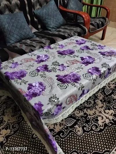 ROYAL - NEST ? 3D Printed Medium Size Holyhock, Purple Color 2 to 4 Seater (40 INCH x 60 INCH) Table Cover Self Design with Lace-thumb5